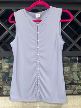 Sleeveless Button-Front Ribbed Tank Top - Light Blue - Abercrombie & Fitch